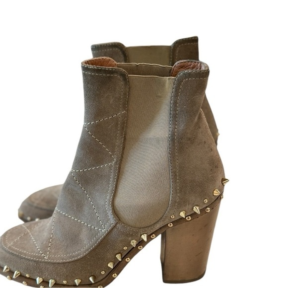 Laurence Dacade‎ Suede Studded Heeled Ankle Boots Taupe Designer Shoes Size 9 - Picture 4 of 9